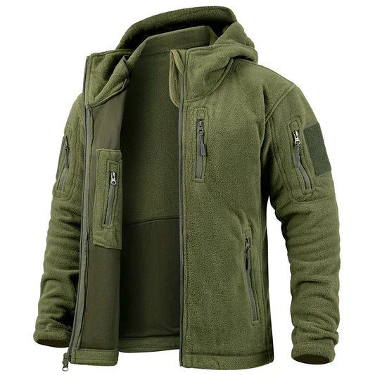 Mens Fleece Hunting Jacket Warm Full Zip Outdoor Tactical Coat