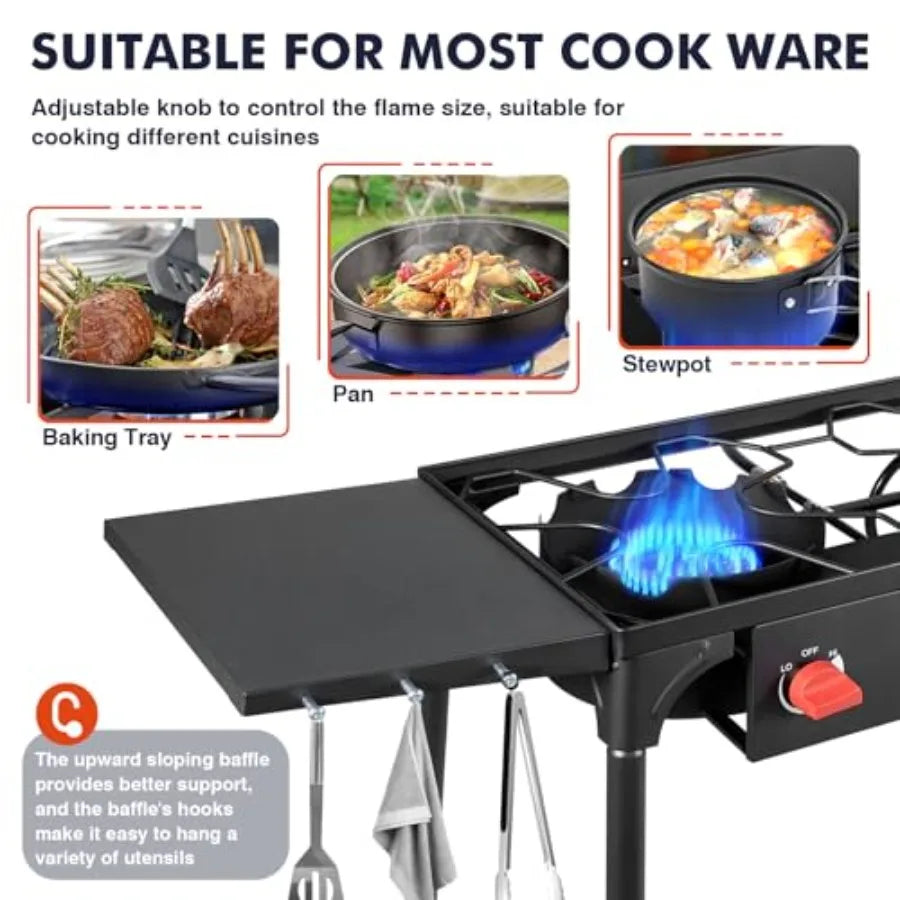 XMSJ Llamaviva 2 Burner Propane Outdoor Gas Stove With Regulator