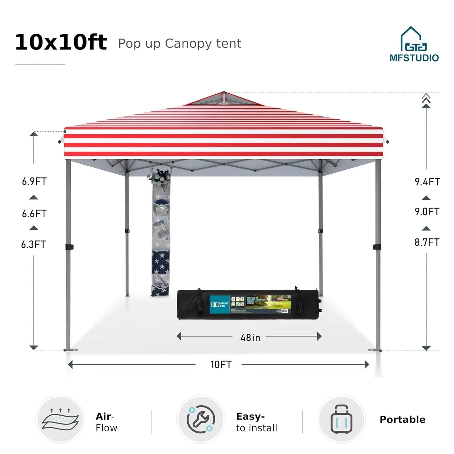 Pop Up Canopy Tent Sun Shelter One Push Setup