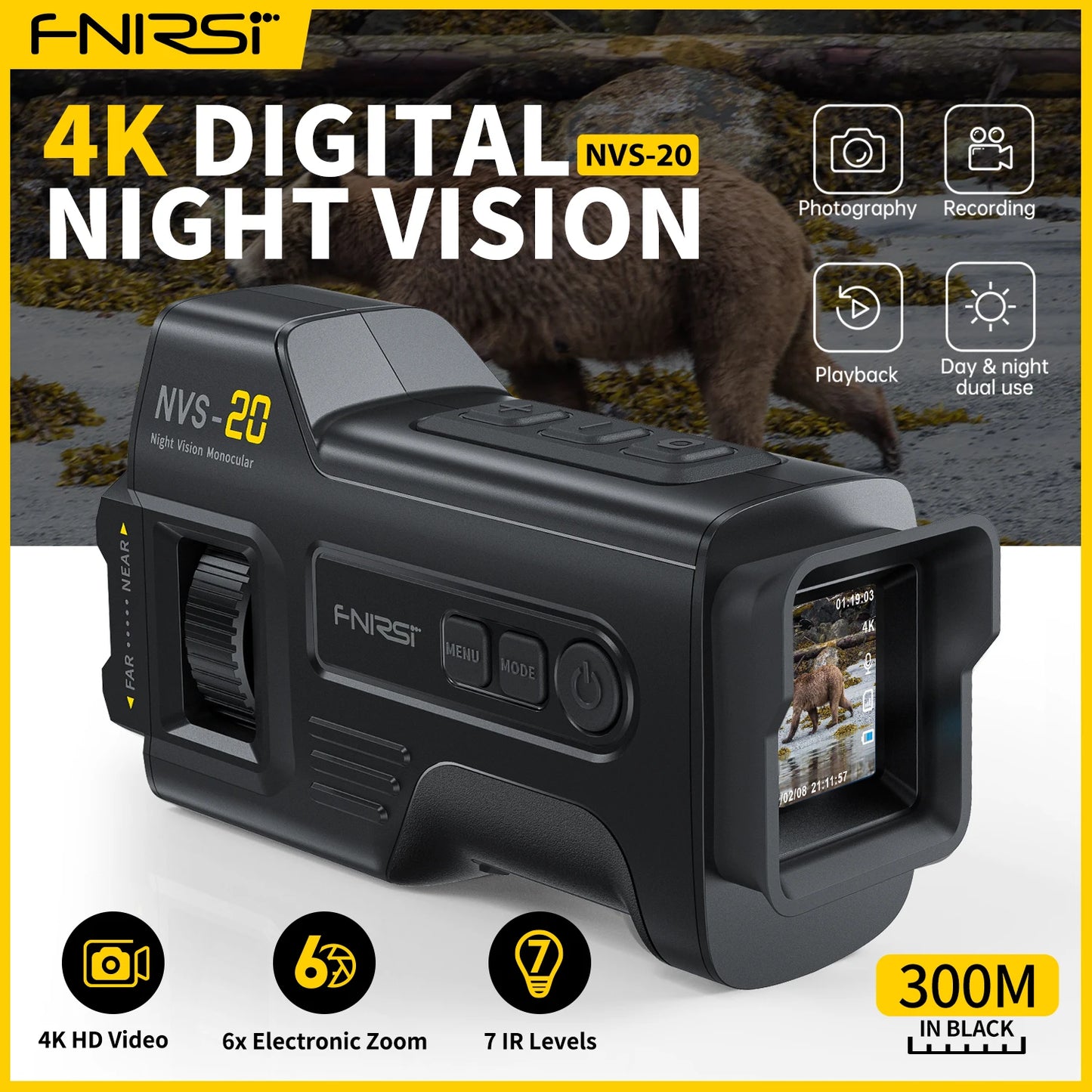 FNIRSI NVS-20 4K Night Vision Monocular With 6X Zoom
