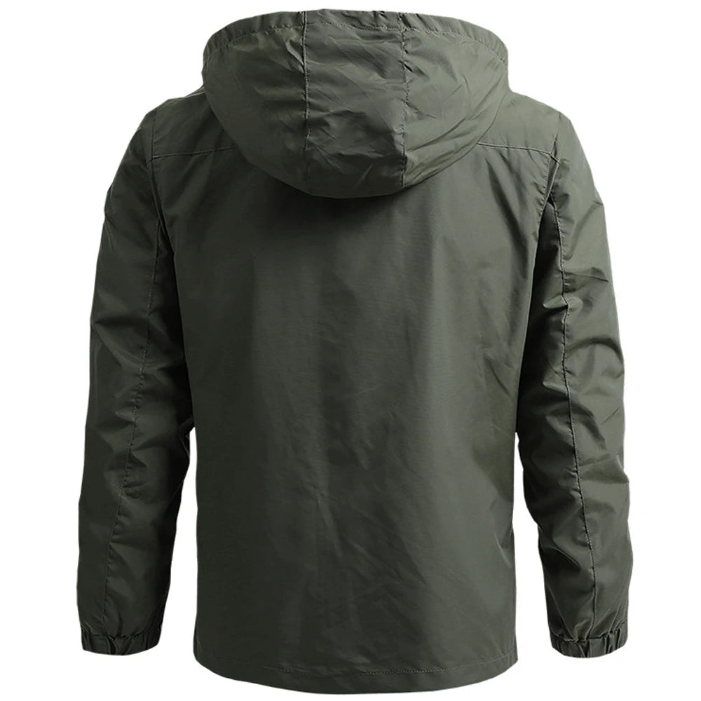 NONECN Men's Tactical Windbreaker Waterproof Hooded Coat