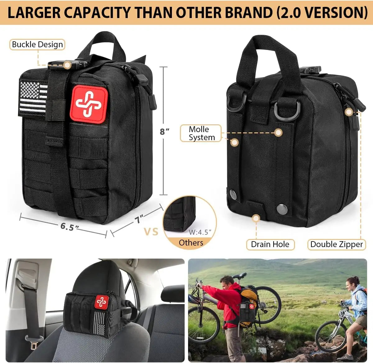 Emergency Survival Kit 250-Piece With First Aid Outdoor Molle Bag