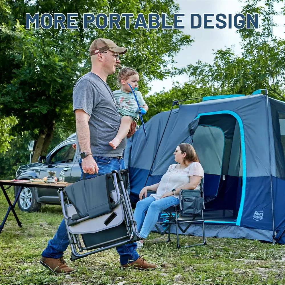 2-Pack Camping Directors Chairs With Side Table Pockets