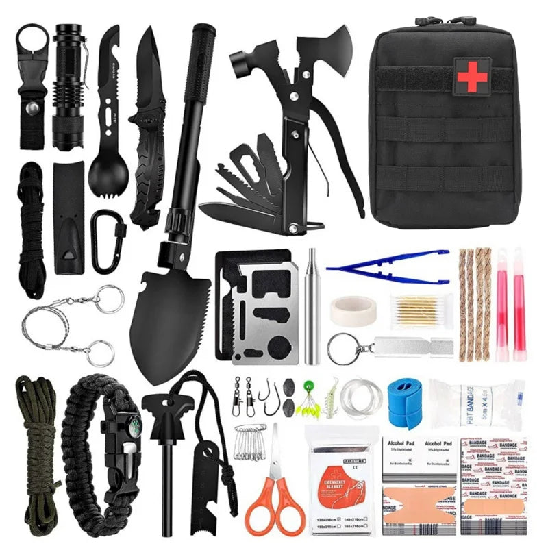 Outdoor Survival First Aid Kit 142 Pcs Emergency Camping Set