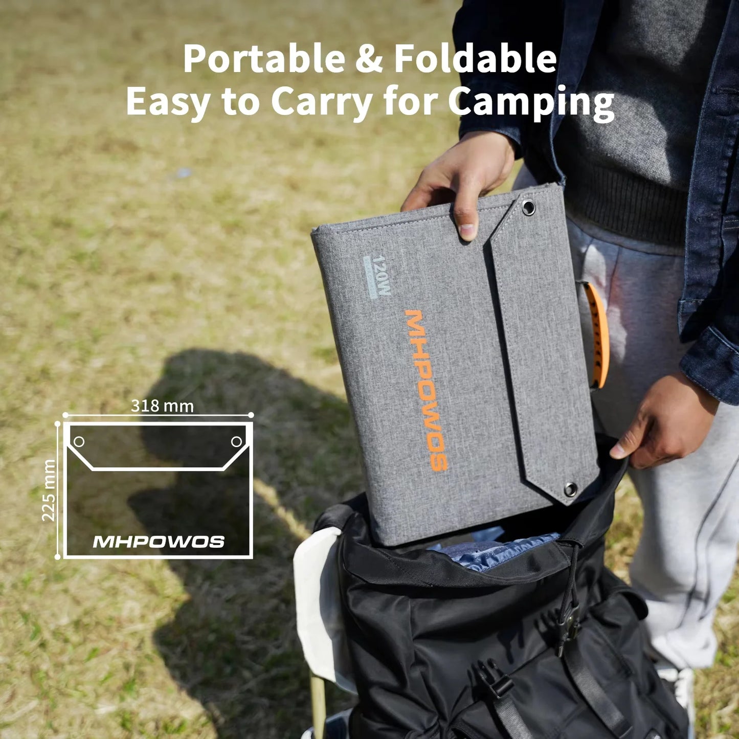 MHPOWOS 120W Foldable Solar Panel USB-C USB-A Outputs