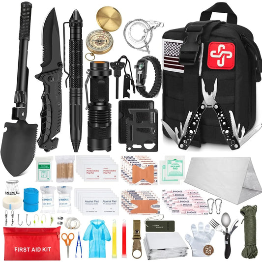 Emergency Survival Kit 238Pcs With Tactical Molle Pouch And Tent For Earthquake