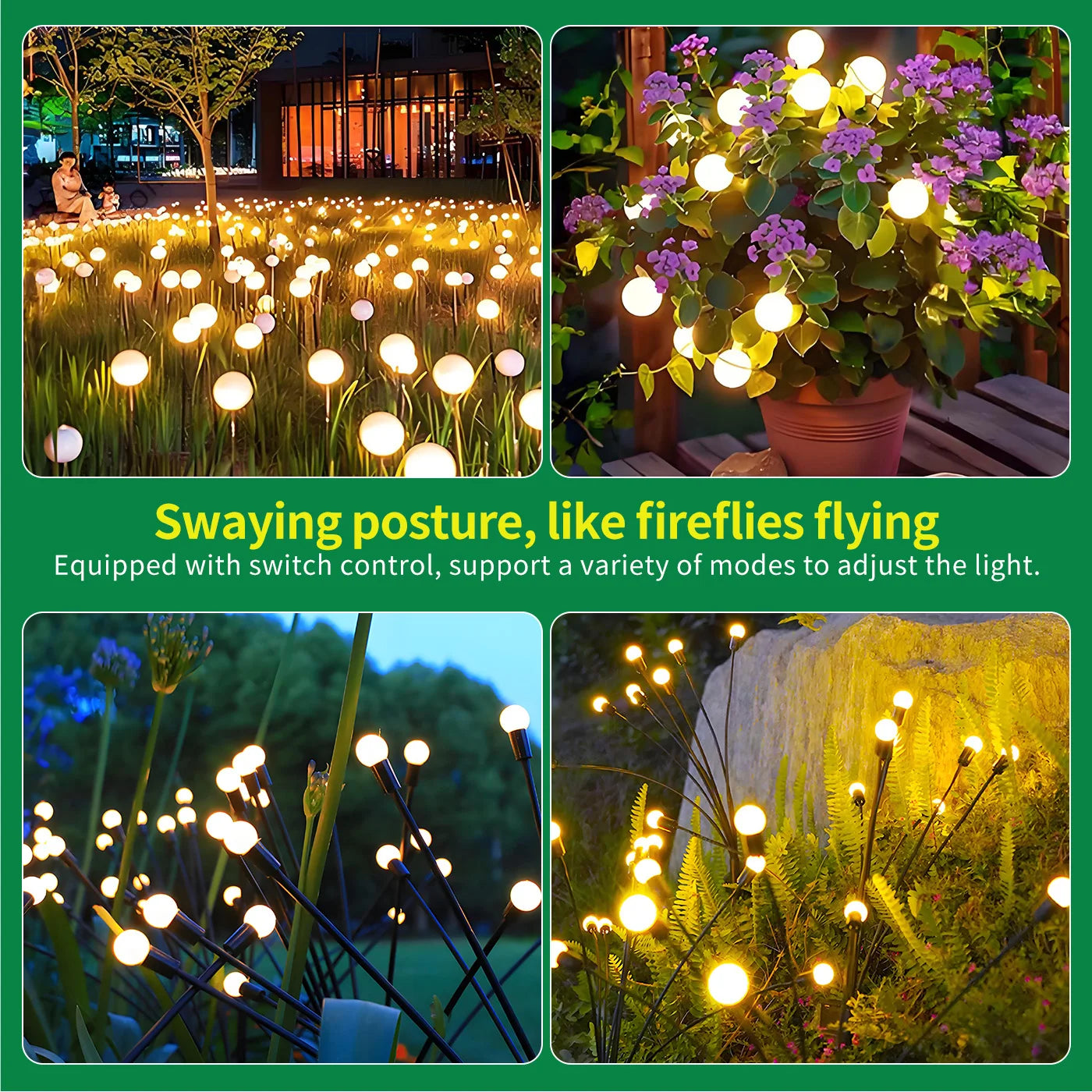 Eight-Head Solar Firefly Lights Outdoor Decorative Garden Pathway