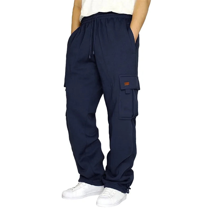 Hirigin Men's Loose Cargo Pants With Drawstring Waist Outdoor