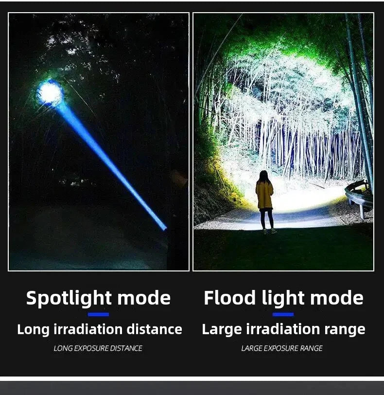KEWEN 10000W Built In Battery Flashlight Emergency Spotlight 9km