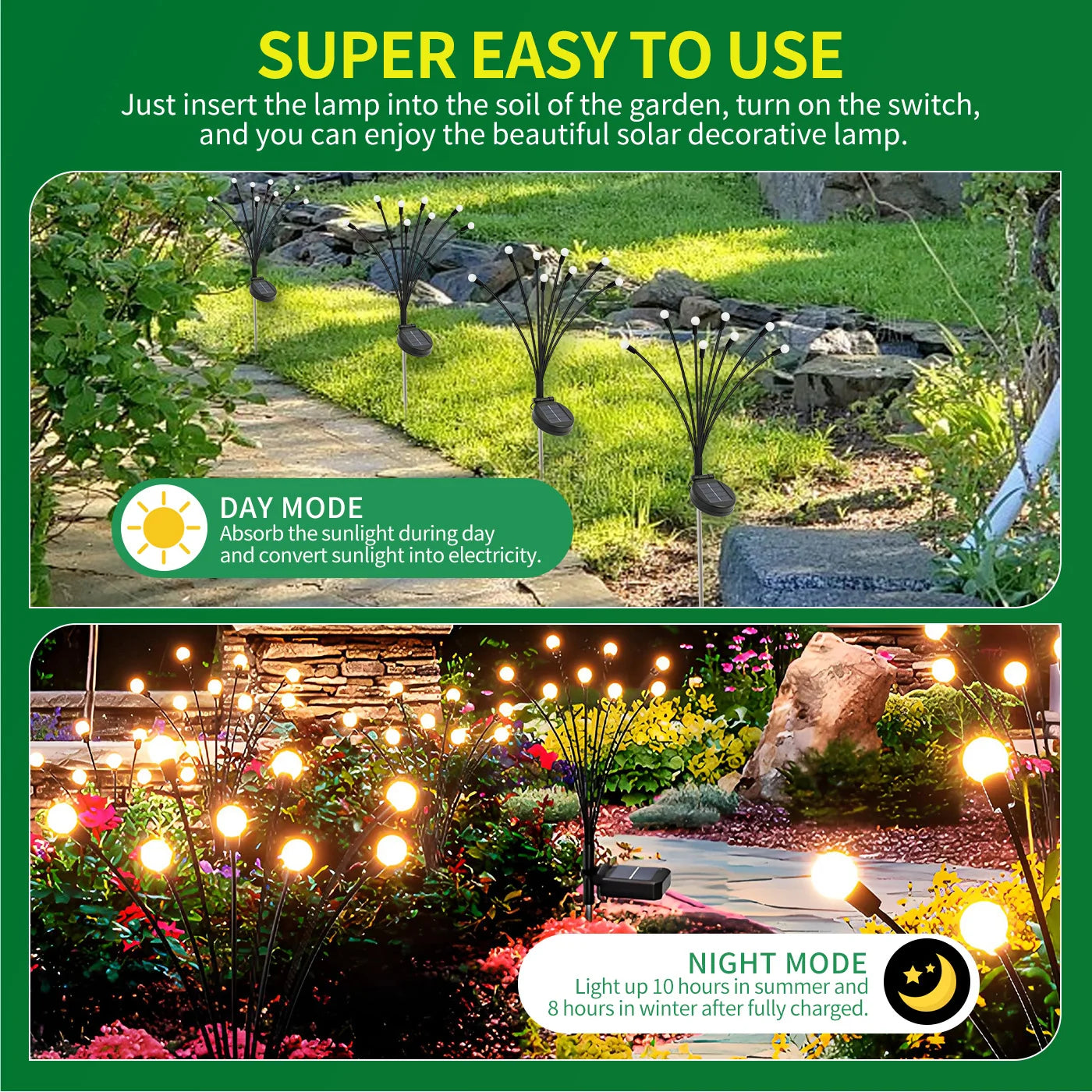 Eight-Head Solar Firefly Lights Outdoor Decorative Garden Pathway