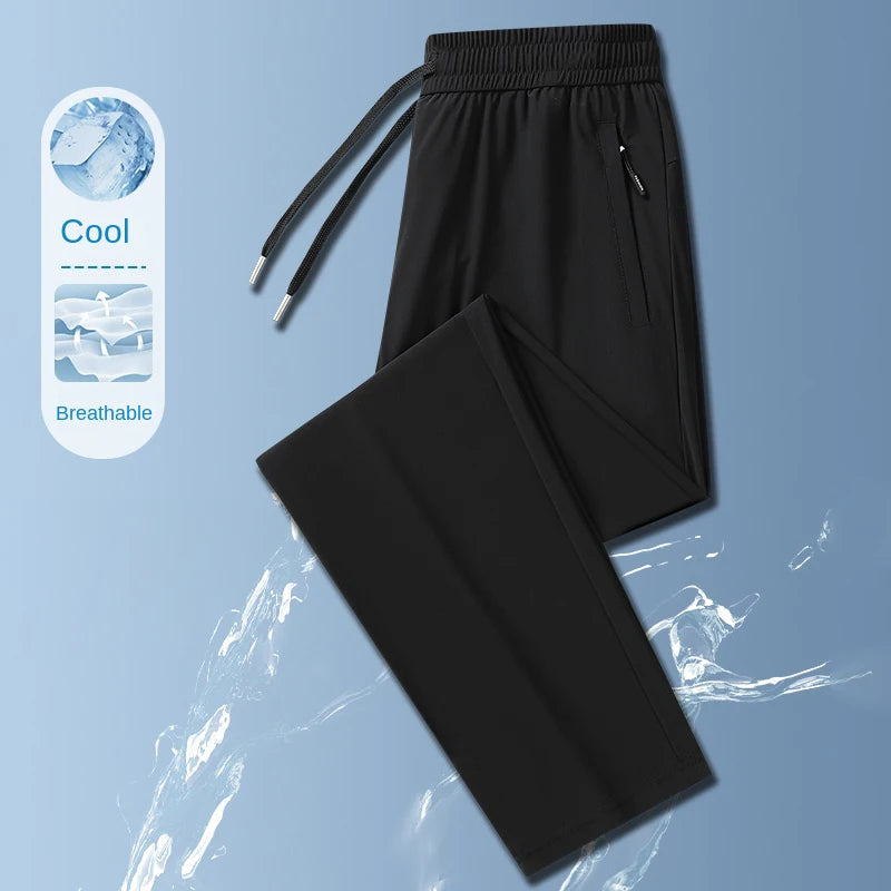 Men's Breathable Nylon Elastane Straight Leg Trousers Business Casual