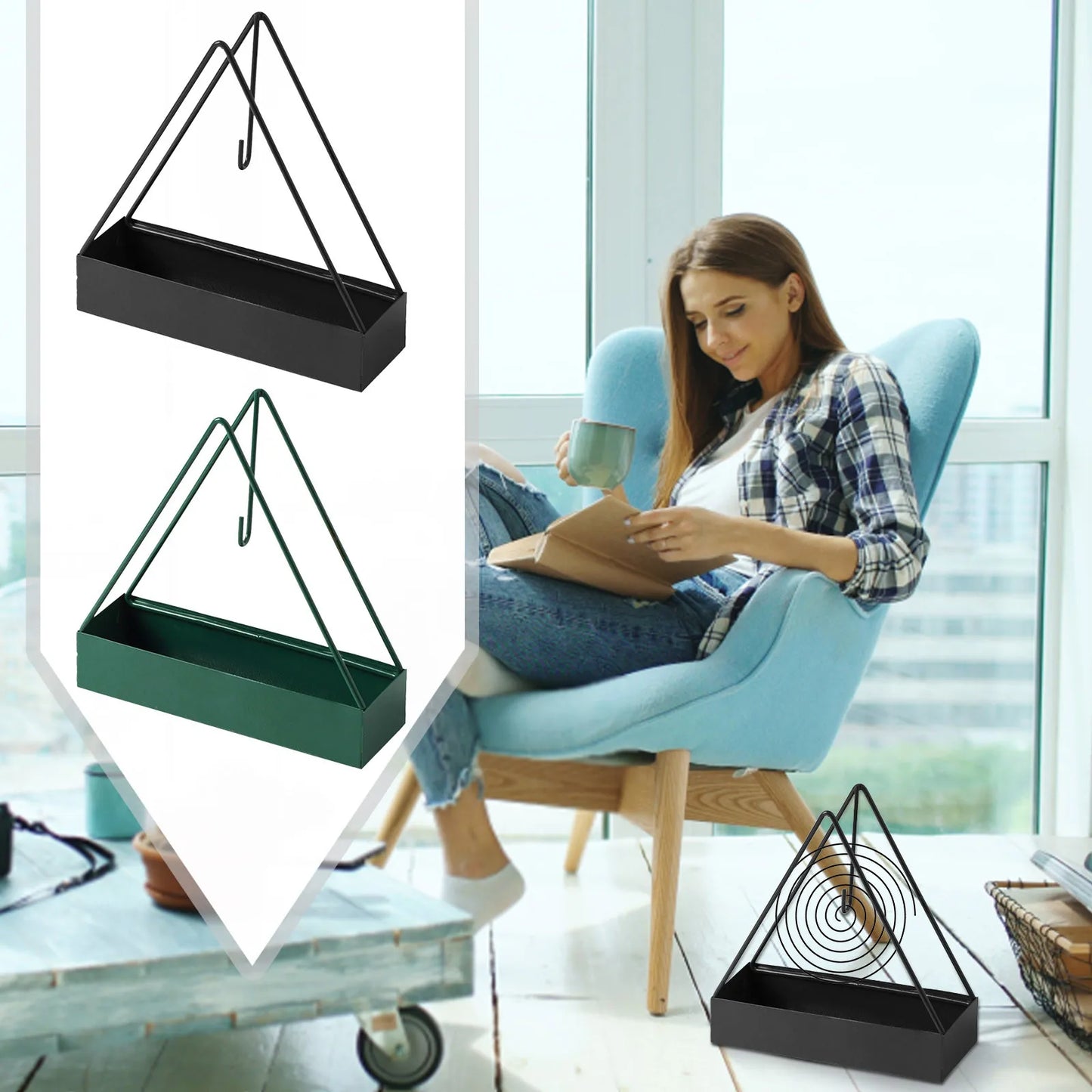 Iron Mosquito Coil Burner With Spiral Holder And Tray