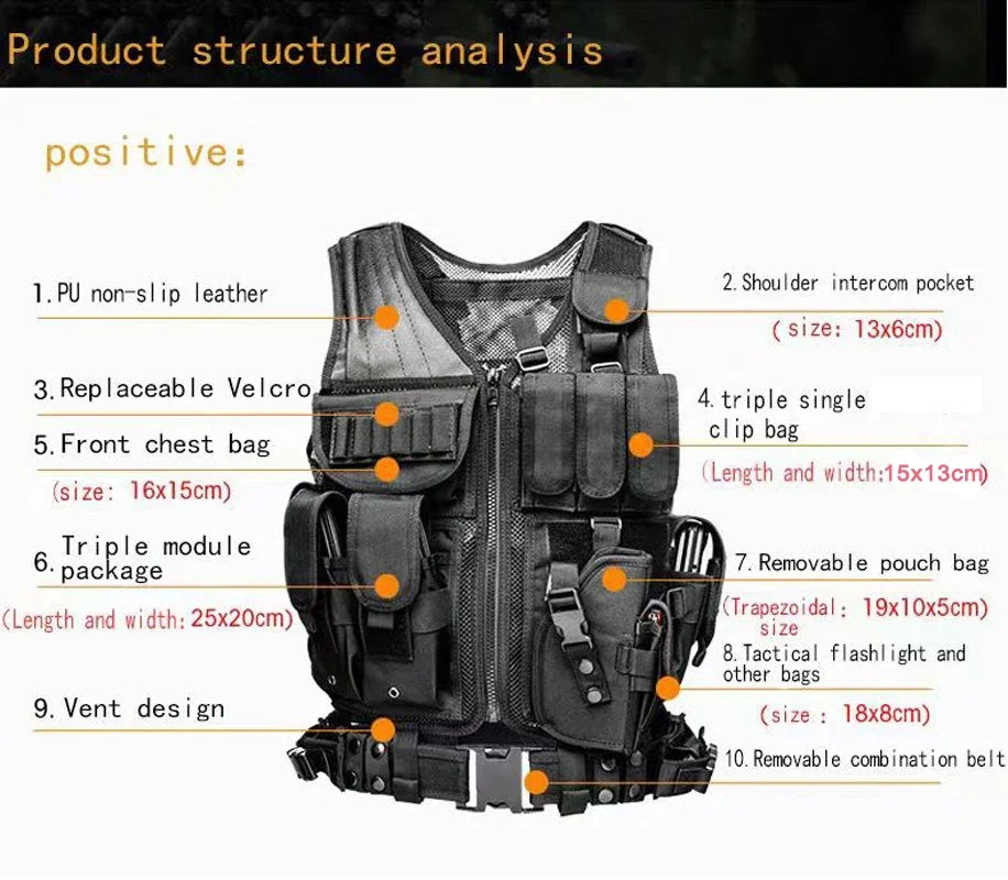 Adjustable MOLLE Tactical Vest for Airsoft and CS Games