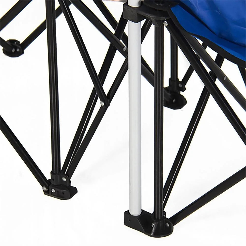Foldable Double Chair With Umbrella Table And Cooler Outdoors
