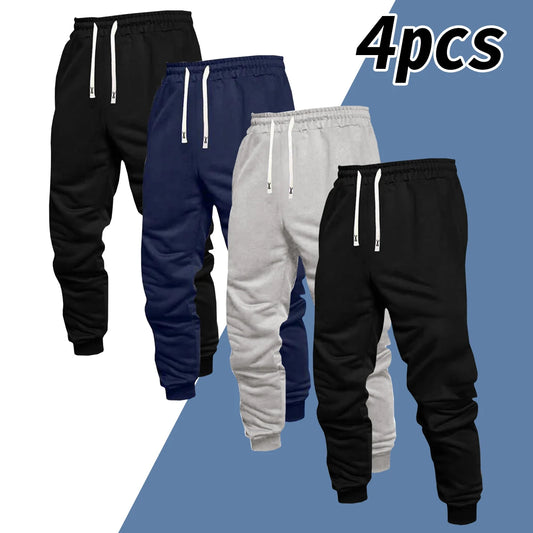 NONECN Men's Ankle Length Knit Jogger Pants for Four Seasons
