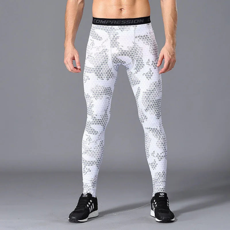 NONECN Men's Camouflage Running Compression Leggings