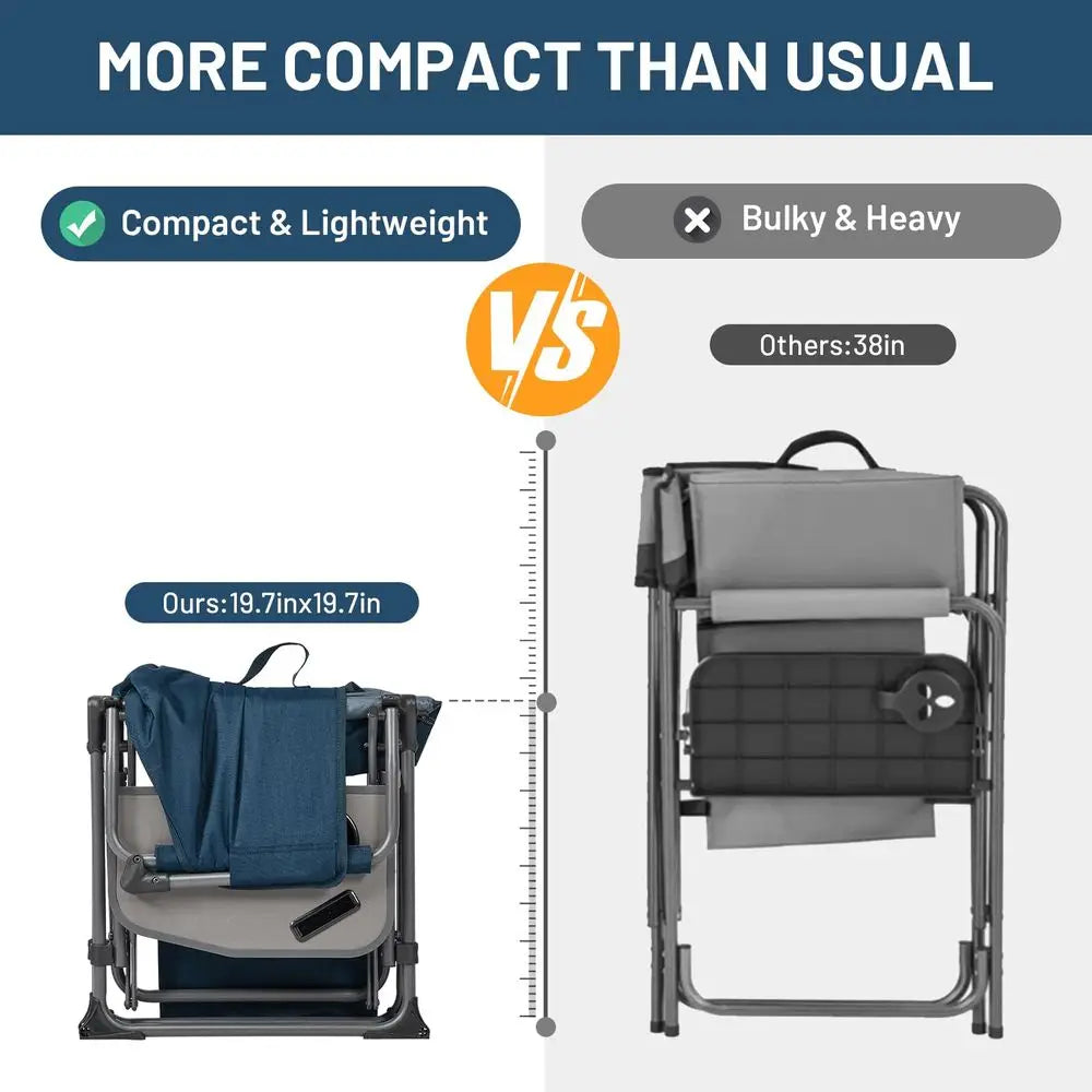 2-Pack Camping Directors Chairs With Side Table Pockets