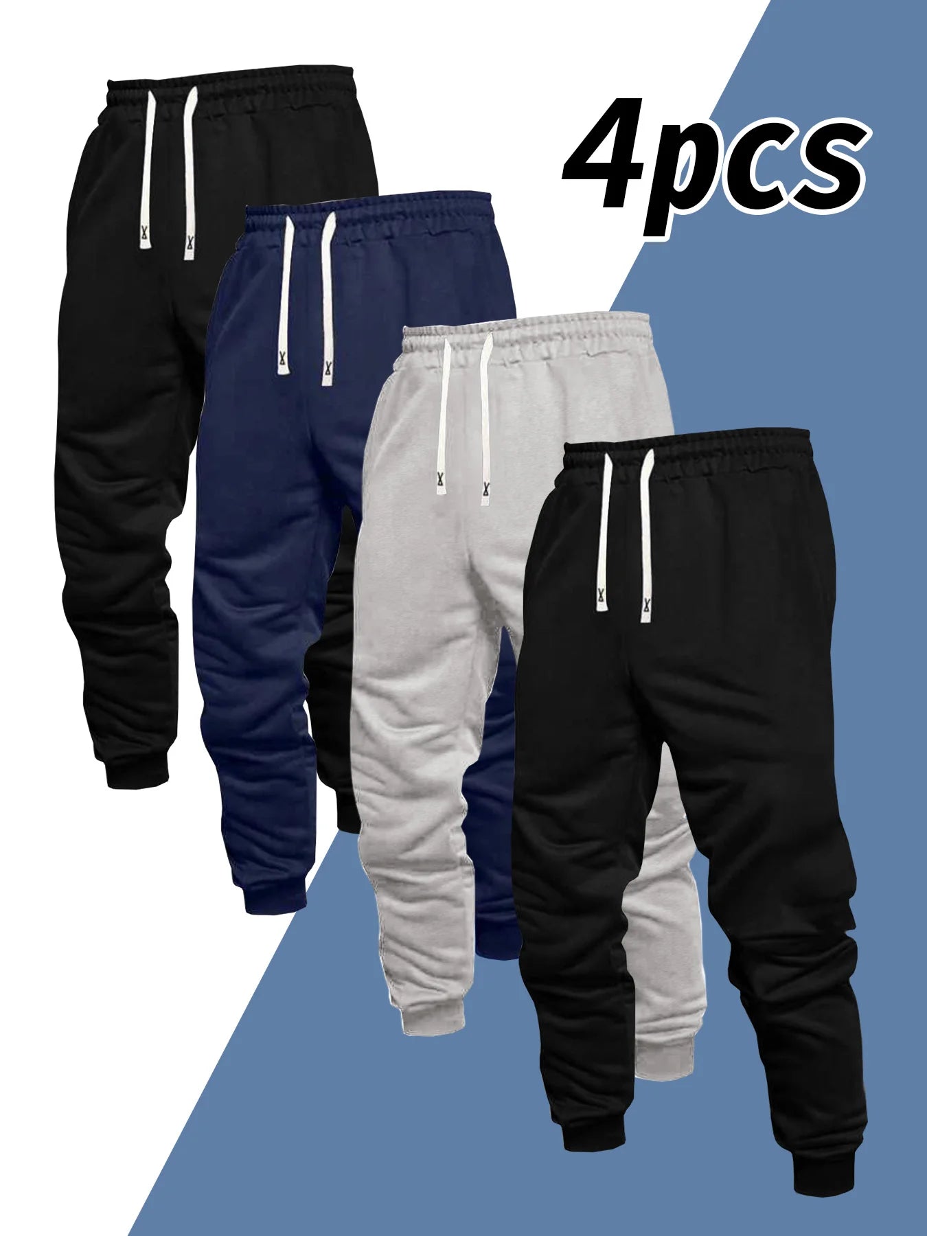 NONECN Men's Ankle Length Knit Jogger Pants for Four Seasons