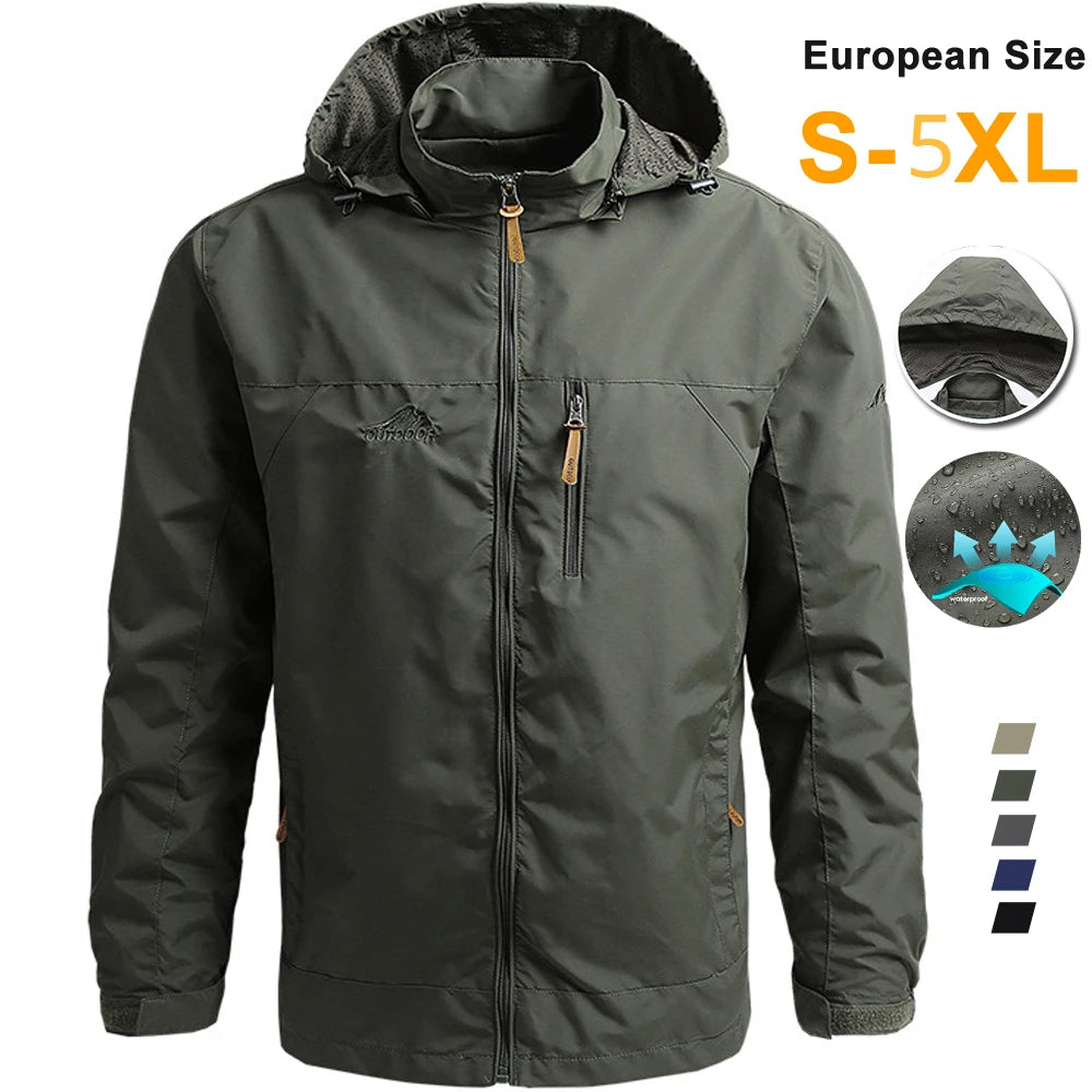 NONECN Men's Tactical Windbreaker Waterproof Hooded Coat