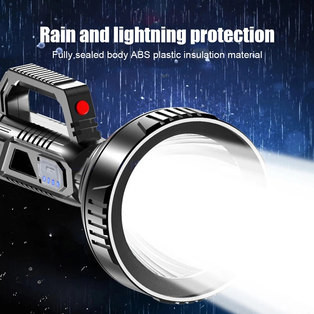 LED Flashlight With USB Rechargeable Spotlight 3 Modes Hiking Emergency