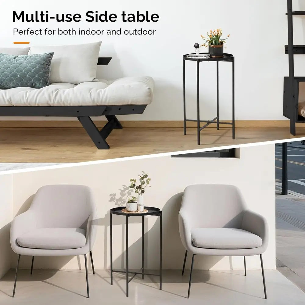 XMSJ Outdoor Metal Side Table With Removable Tray Waterproof
