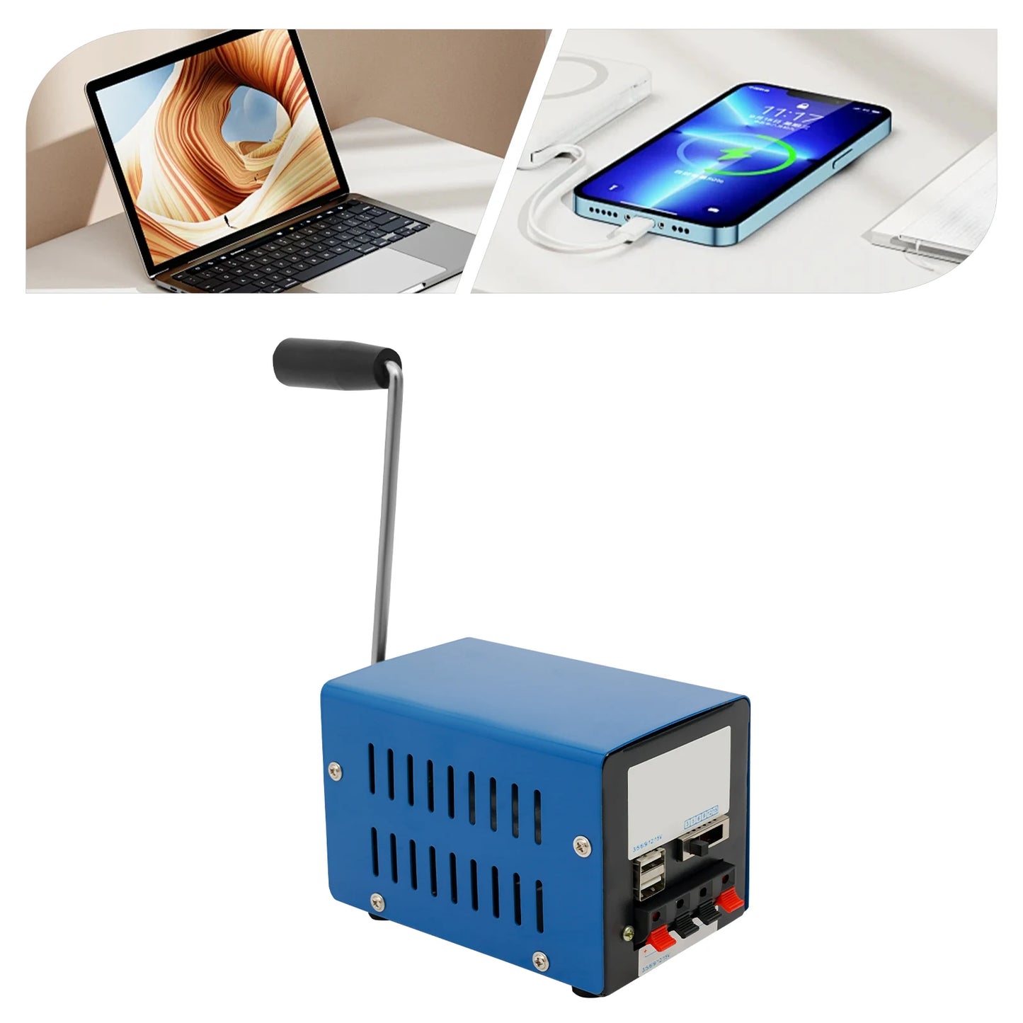 Portable 20W Manual Hand Crank Generator For Emergency USB Charging
