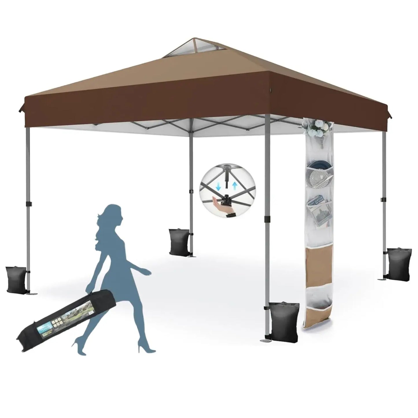 Pop Up Canopy Tent Sun Shelter One Push Setup