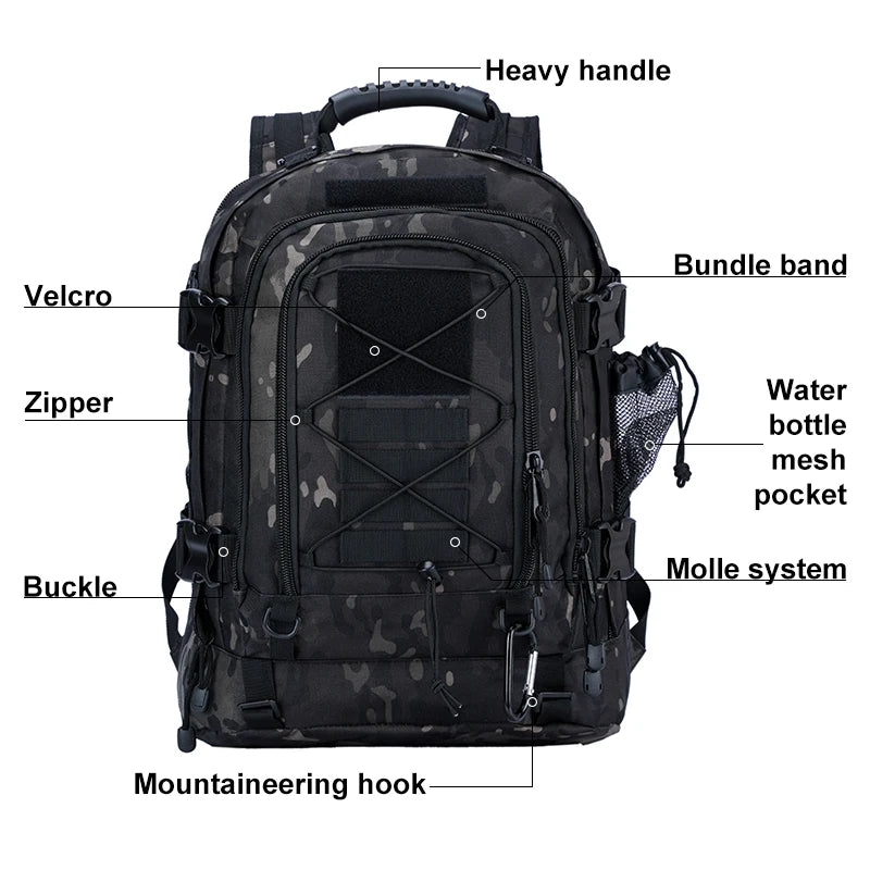 Tactical Backpack Military Daypack Molle Bug Out Bag for Travel