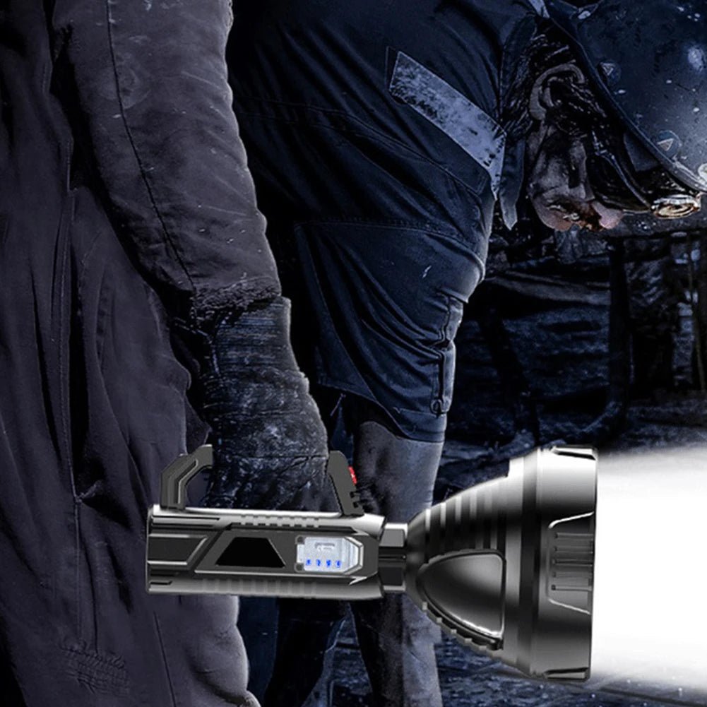 LED Flashlight With USB Rechargeable Spotlight 3 Modes Hiking Emergency