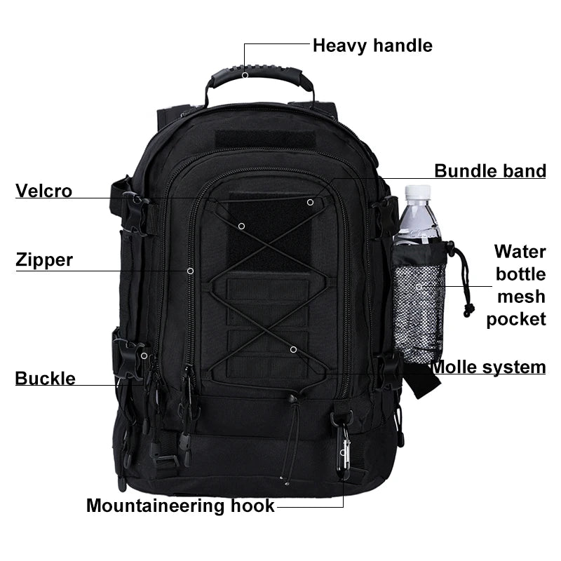 QCN Tactical Large Capacity Backpack For Outdoor Travel And Camping