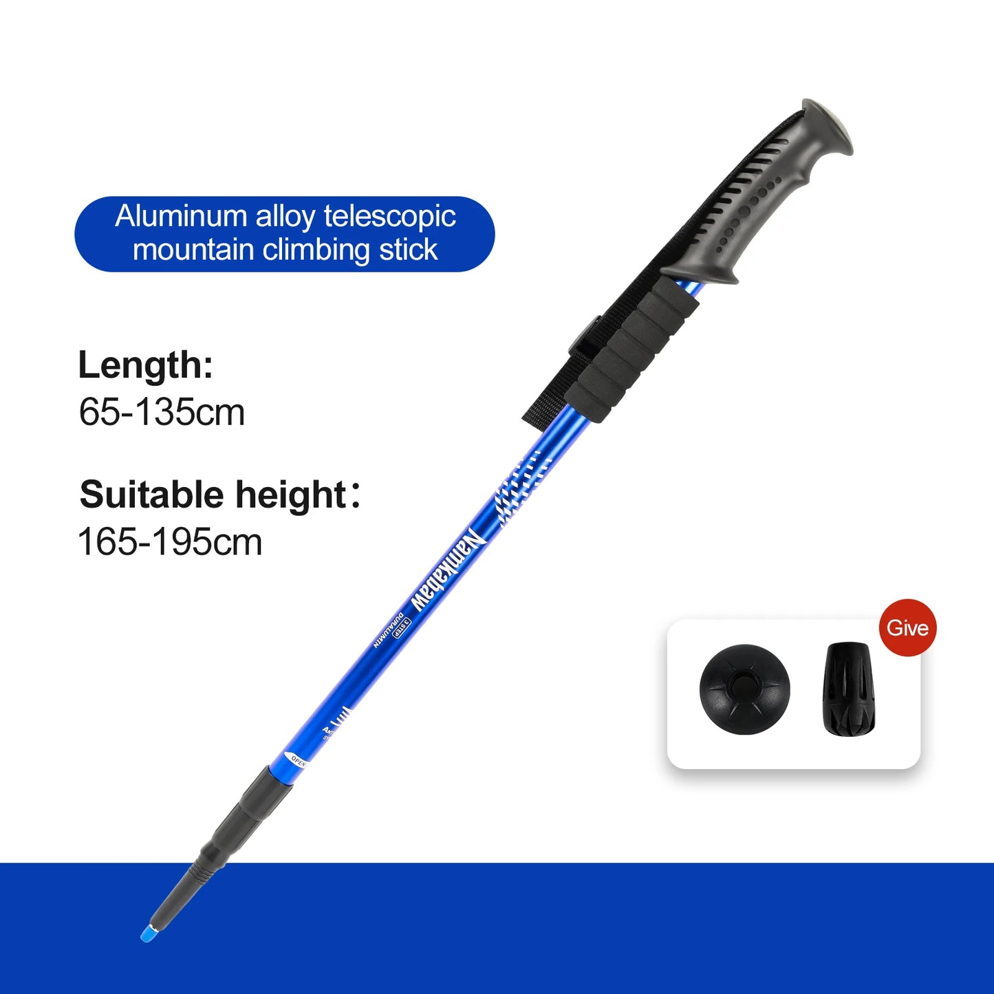 NONECN Ultralight 3-Section Trekking Poles Aluminum Telescopic Nordic Walking