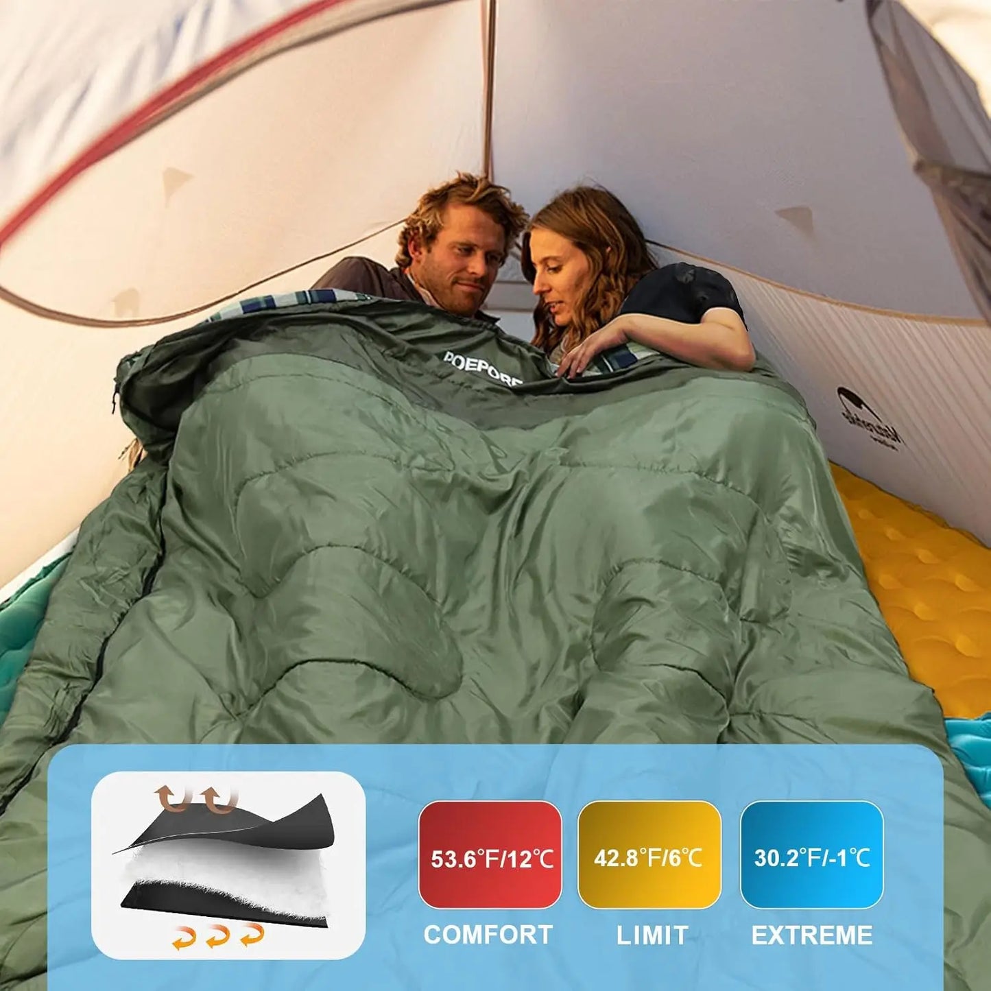 Sleeping Bag For Adults With Pillows For Cold Weather Camping