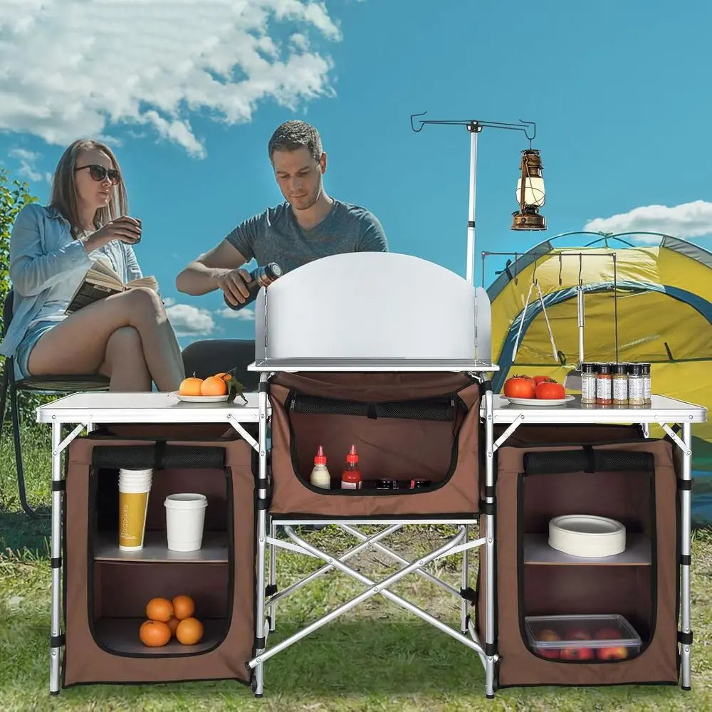 Camping Kitchen Table With Storage And Carry Bag Outdoor