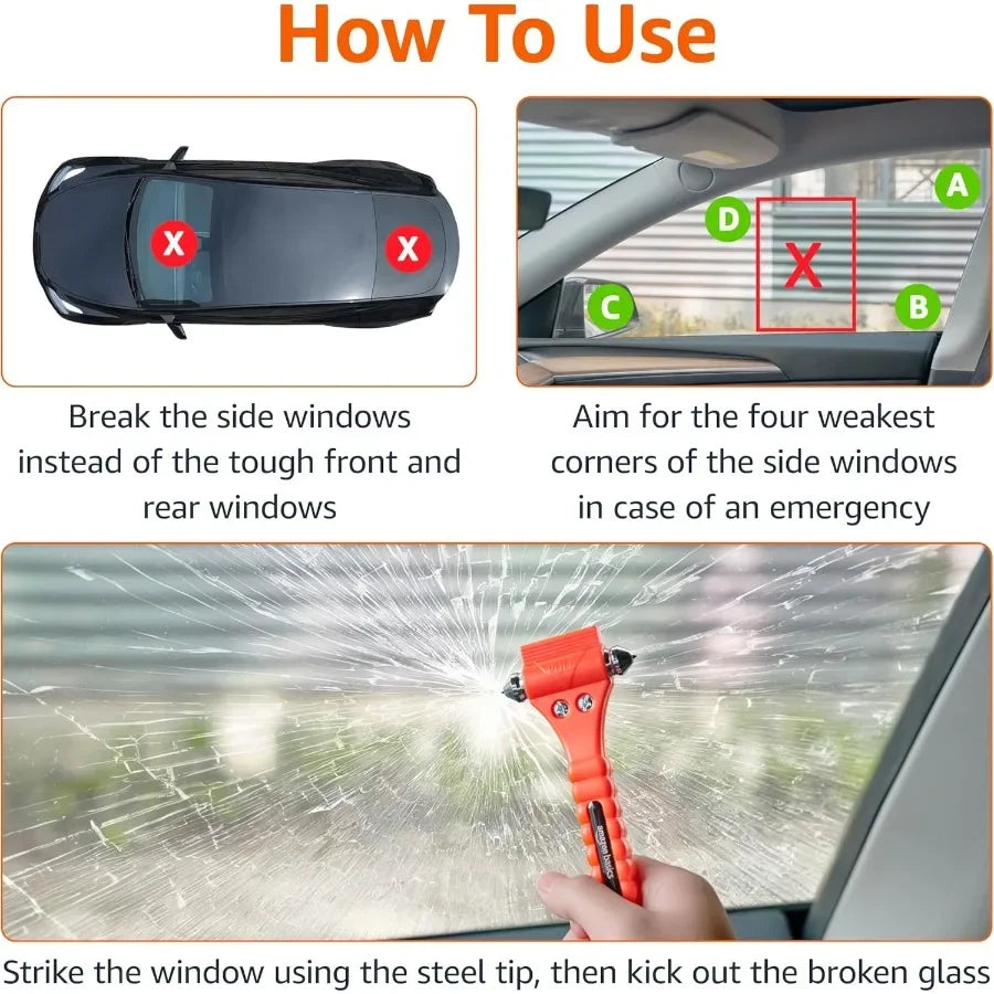 Emergency Car Escape Tool 2Pack Window Breaker Seat Belt Cutter