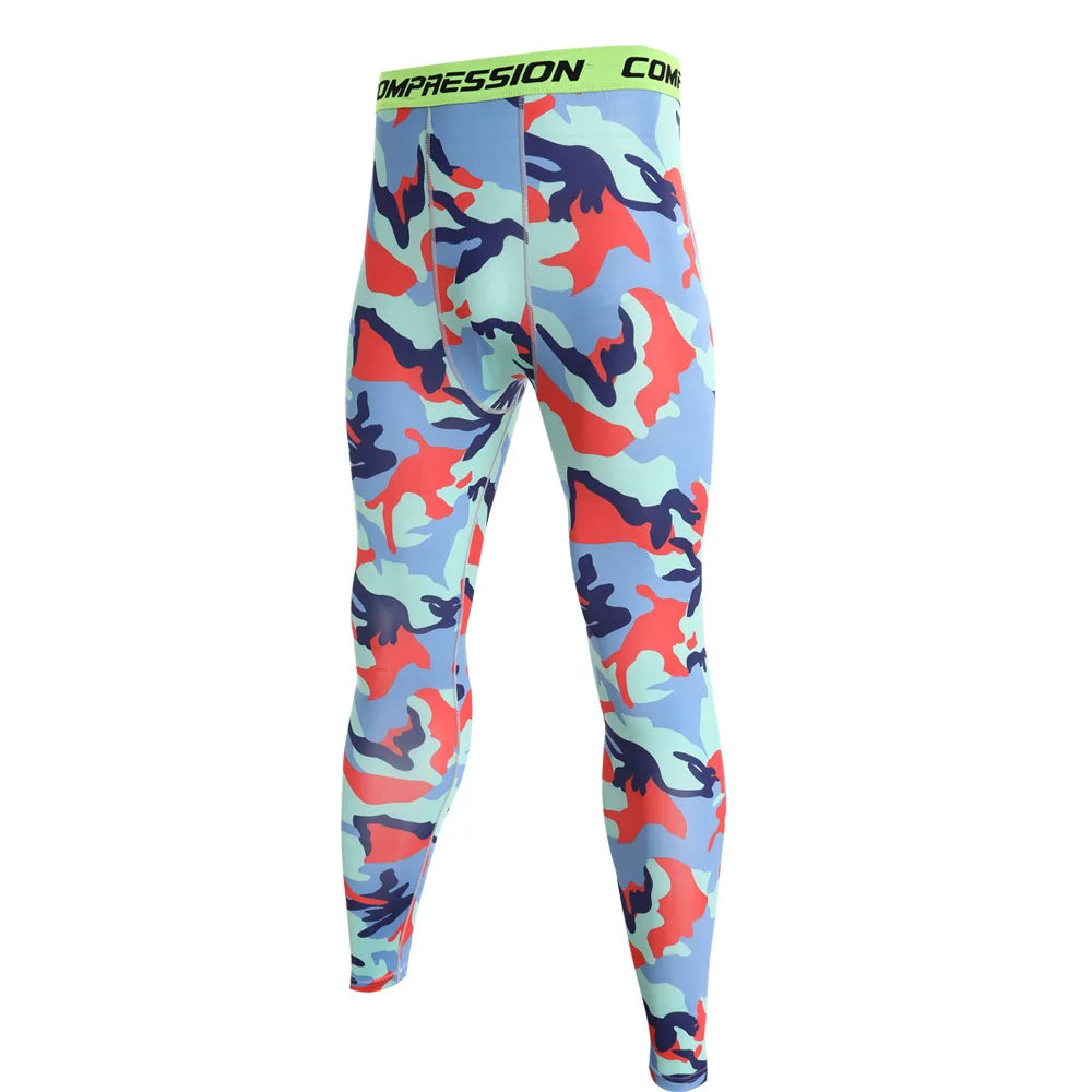 NONECN Men's Camouflage Running Compression Leggings
