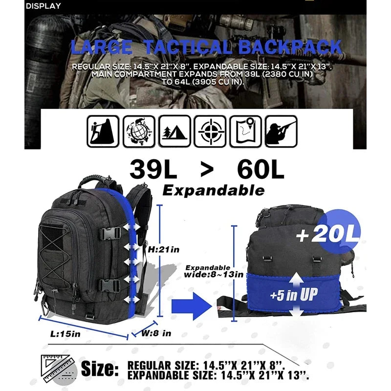 Q Tactical Backpack Unisex Outdoor Water Resistant Laptop Backpack