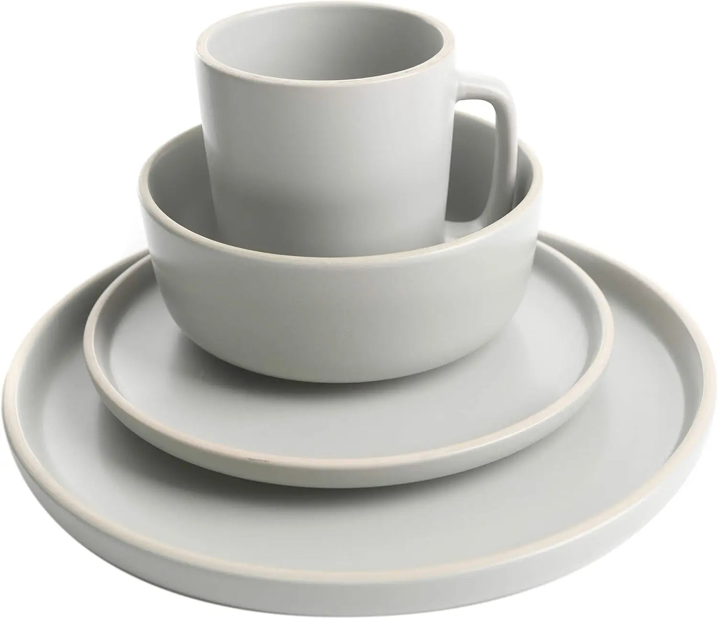 Matte Stoneware Dinnerware Set for 4, Microwave and Dishwasher Safe
