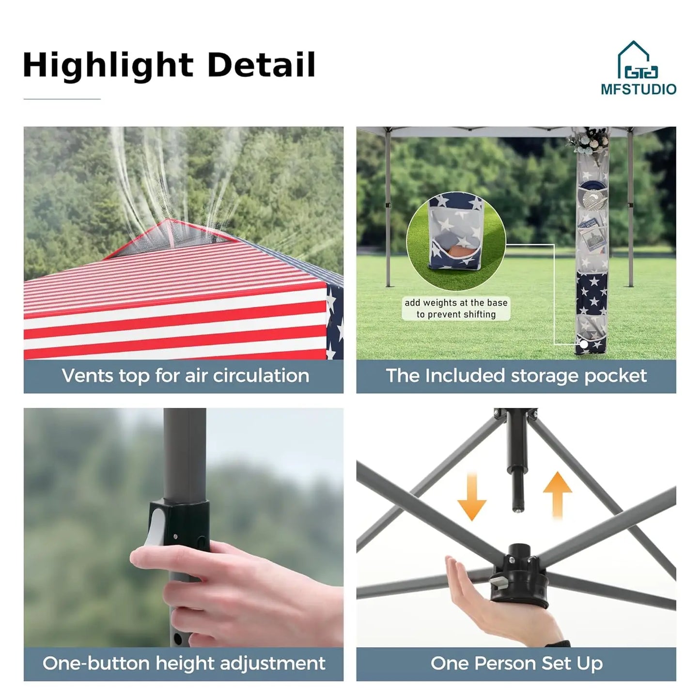 Pop Up Canopy Tent Sun Shelter One Push Setup