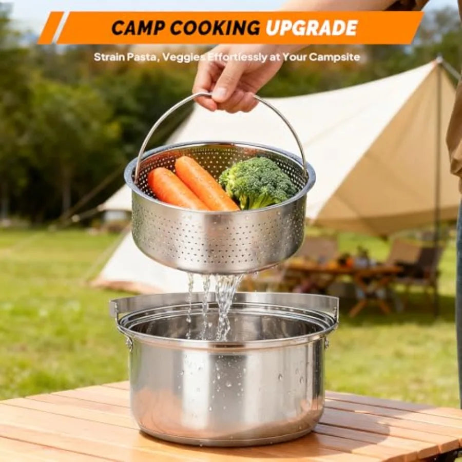 OLOEY Lightweight Camping Cookware Set Stainless Steel Nesting Mess Kit