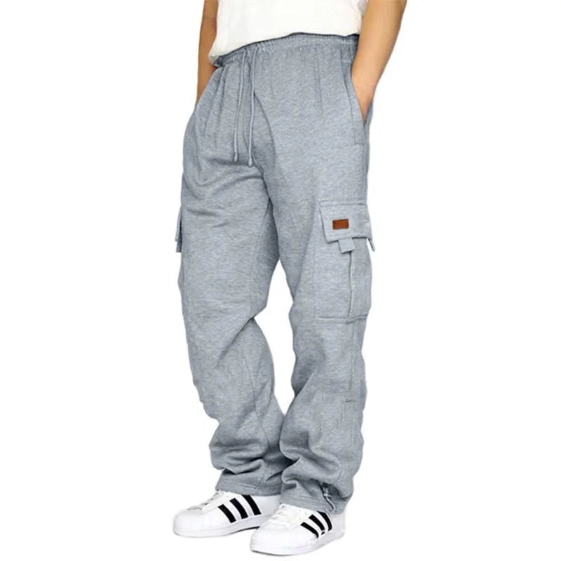 Hirigin Men's Loose Cargo Pants With Drawstring Waist Outdoor