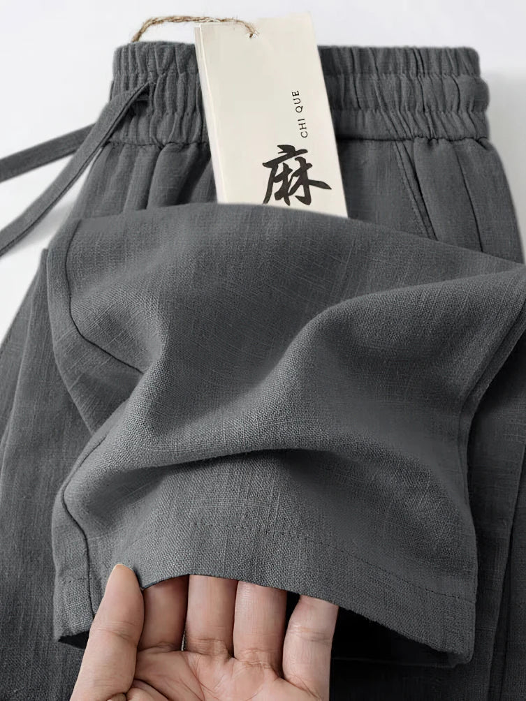 Men's Straight Wide Leg Cotton Linen Pants