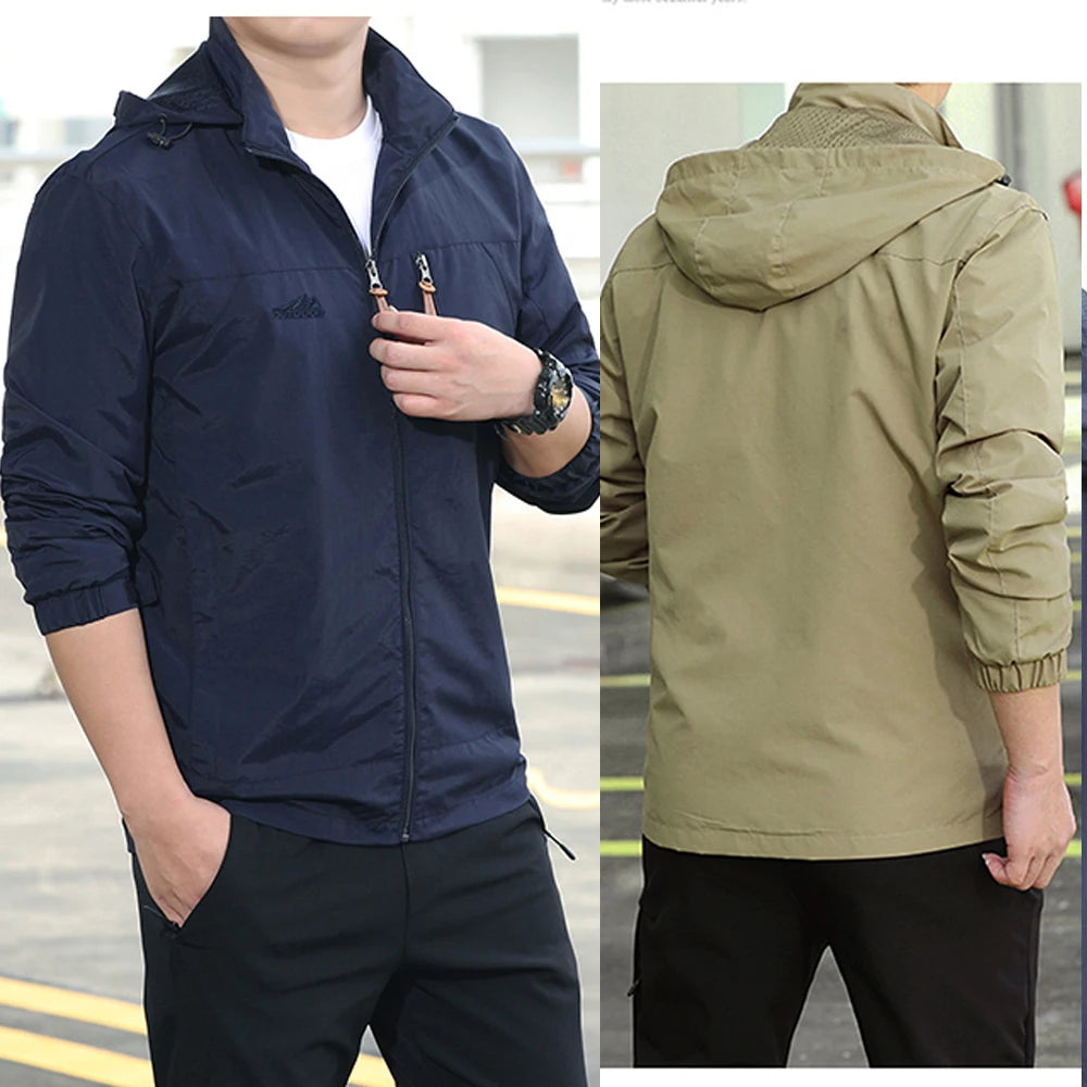 NONECN Men's Tactical Windbreaker Waterproof Hooded Coat