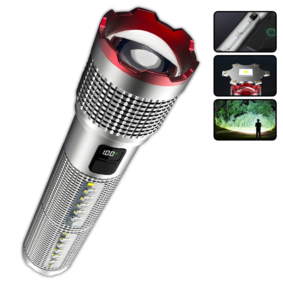 Powerful 5000mAh LED Flashlight Rechargeable Waterproof Tactical Lantern