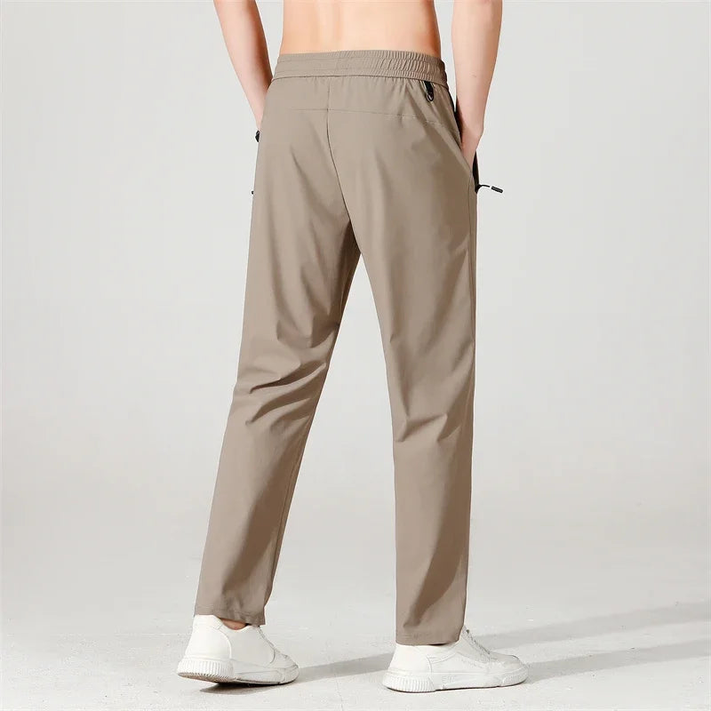 Men's Breathable Nylon Elastane Straight Leg Trousers Business Casual