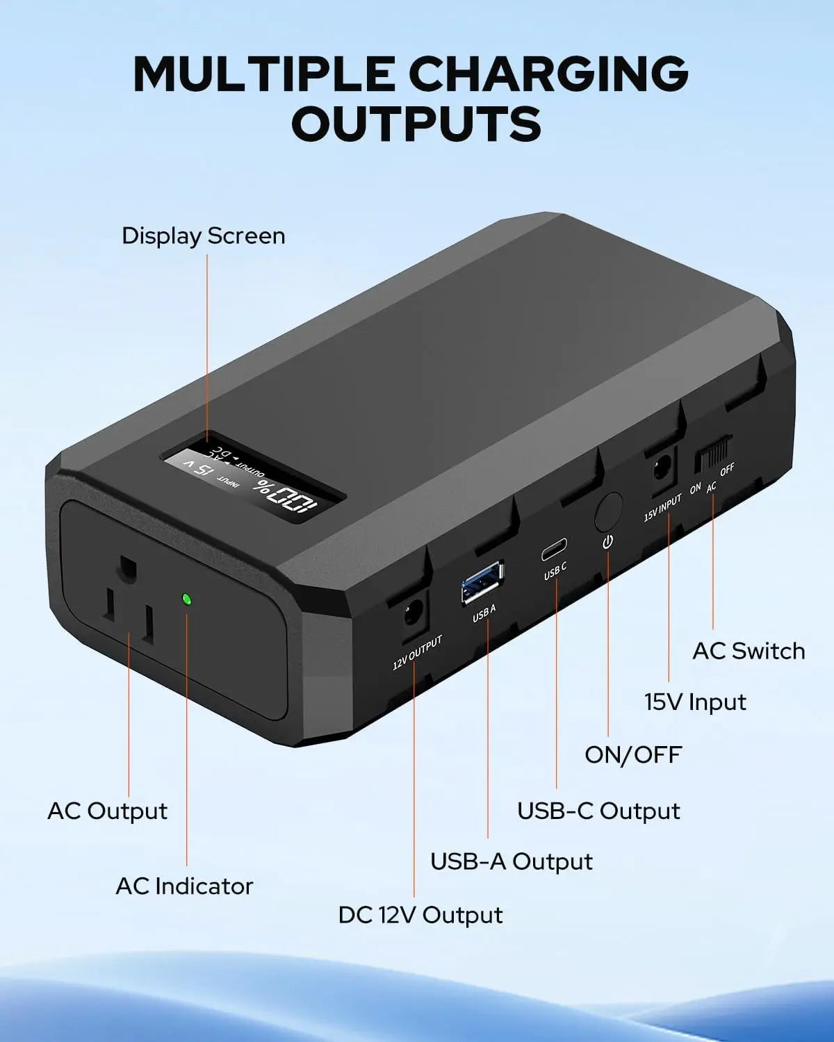 Powkey HP500S-Pro 24000mAh Portable Power Station with AC Outlet