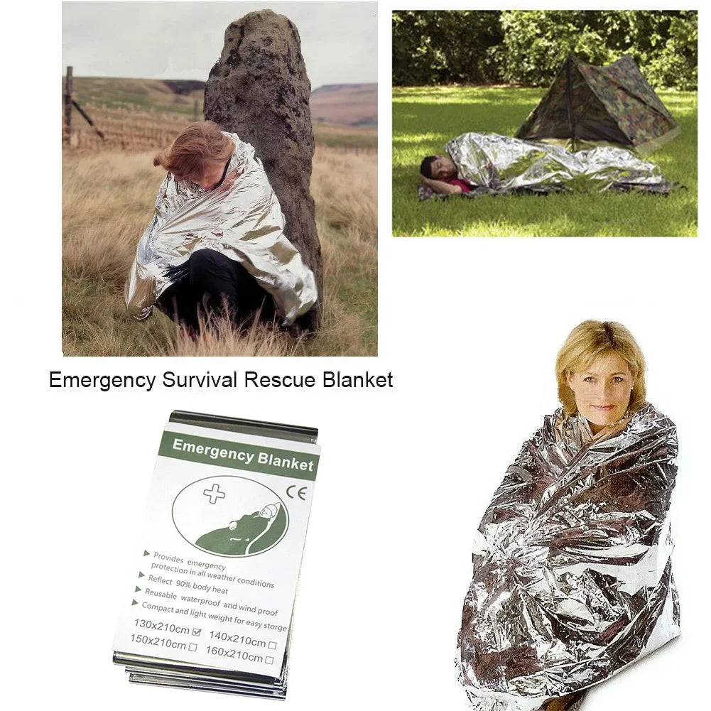 Emergency Blanket Outdoor Survival Windproof Thermal Rescue Blanket