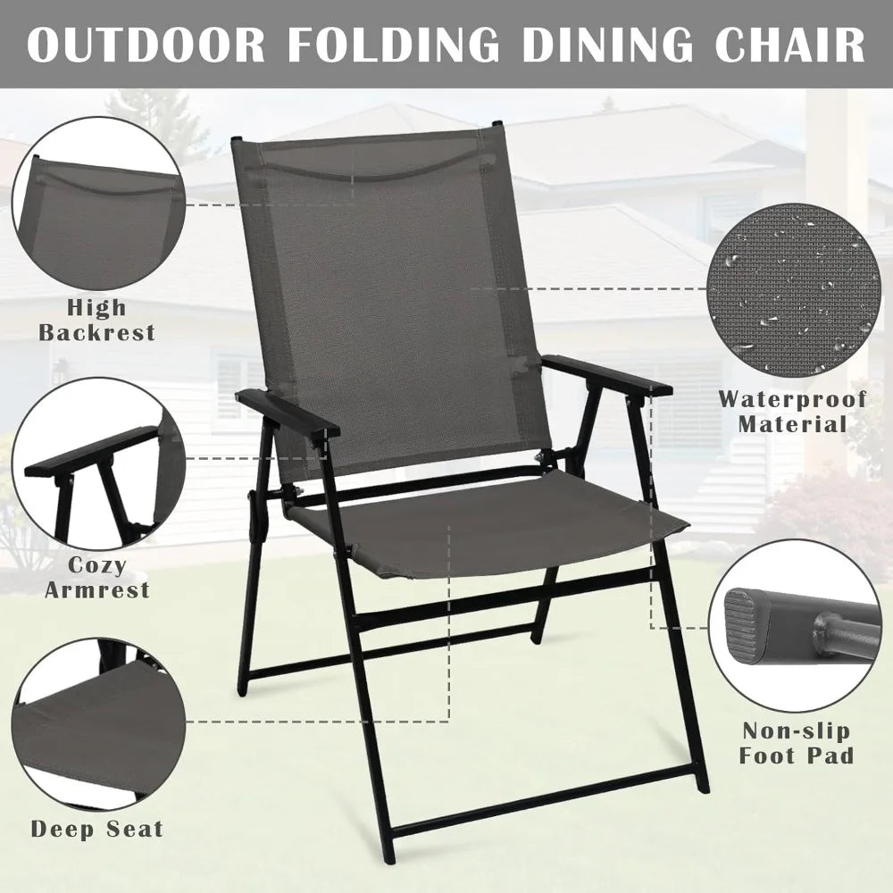 Two Pack Stackable Folding Outdoor Chairs With Armrests