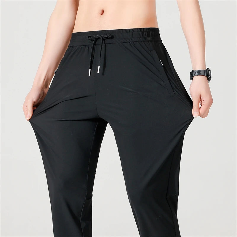 Men's Breathable Nylon Elastane Straight Leg Trousers Business Casual
