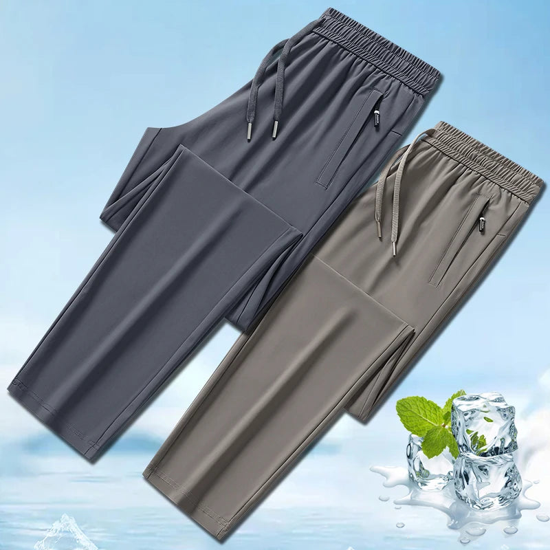 Men's Breathable Nylon Elastane Straight Leg Trousers Business Casual