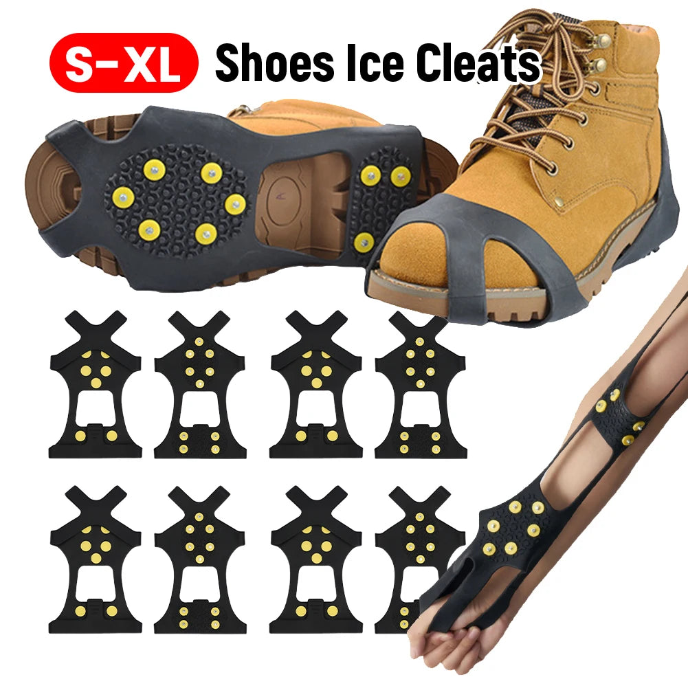 10 Teeth Climbing Crampons Anti Slip Mountaineering Cleats Unisex